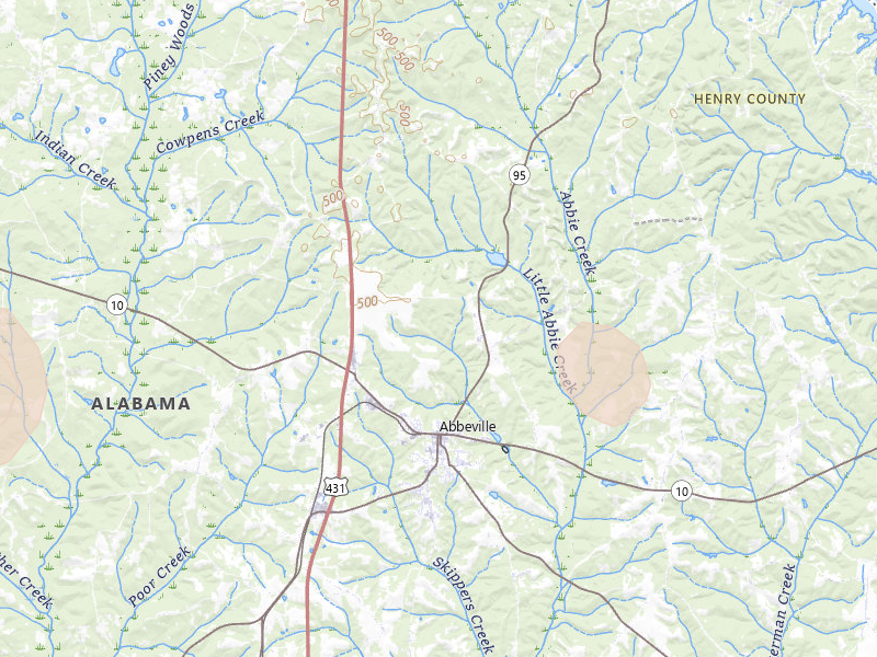 Radar-estimated hail-size map of the storm over Abbeville, AL on Mar 31, 2026