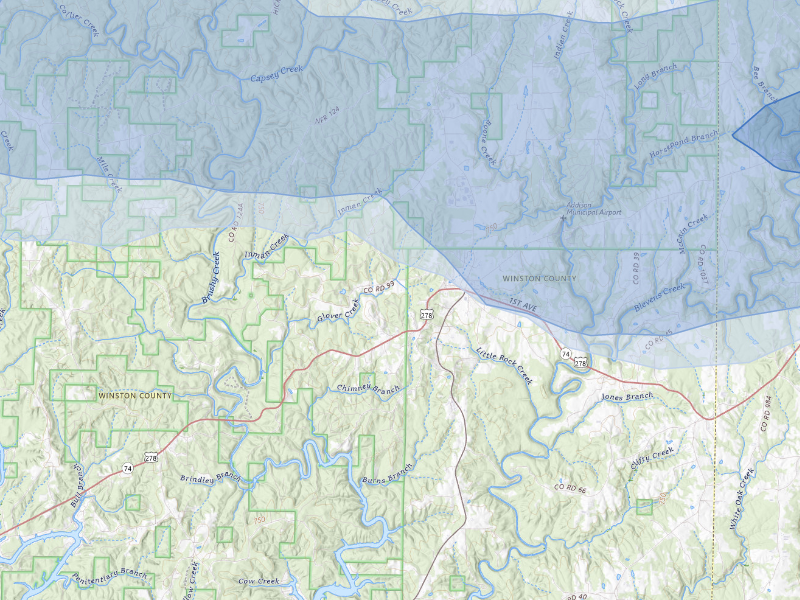 NEXRAD radar-signature map of the hail storm over Addison, AL on Aug 20, 2026