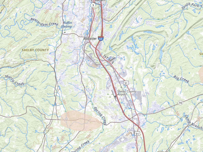 Radar-estimated hail-size map of the storm over Alabaster, AL on Jul 1, 2026