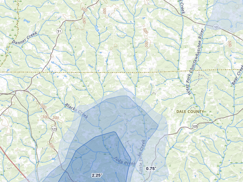 NEXRAD radar-signature map of the hail storm over Ariton, AL on Jun 30, 2026
