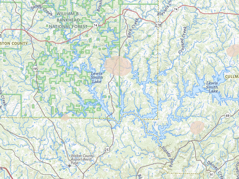 Radar-estimated hail-size map of the storm over Arley, AL on Jul 3, 2026
