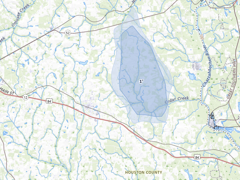 NEXRAD radar-signature map of the hail storm over Ashford, AL on Aug 19, 2026