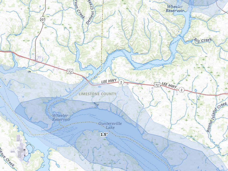 NEXRAD radar-signature map of the hail storm over Athens, AL on Aug 20, 2026