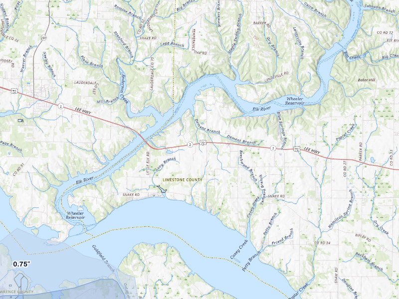 NEXRAD radar-signature map of the hail storm over Athens, AL on Aug 26, 2026