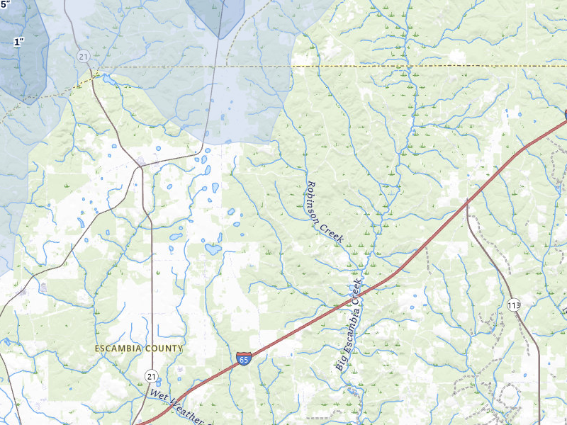 NEXRAD radar-signature map of the hail storm over Atmore, AL on Aug 20, 2026