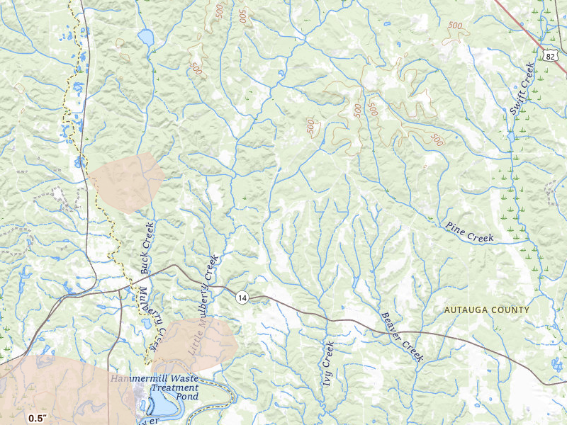 Radar-estimated hail-size map of the storm over Autaugaville, AL on May 6, 2026