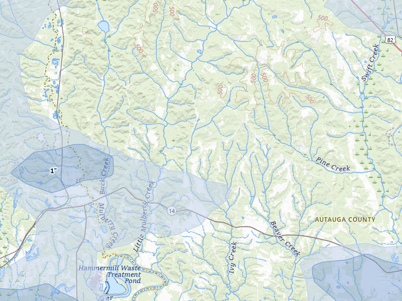 NEXRAD radar-signature map of the hail storm over Autaugaville, AL on May 6, 2026