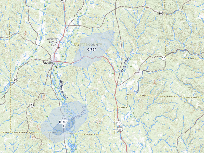 NEXRAD radar-signature map of the hail storm over Bankston, AL on Apr 1, 2026