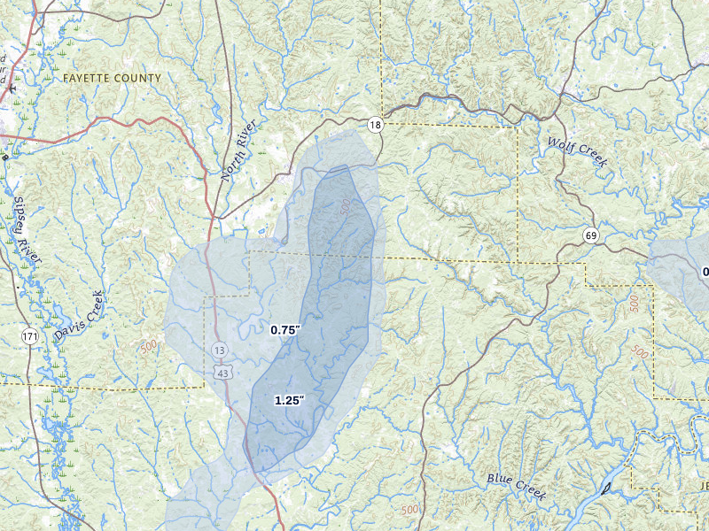 NEXRAD radar-signature map of the hail storm over Berry, AL on Jul 3, 2026