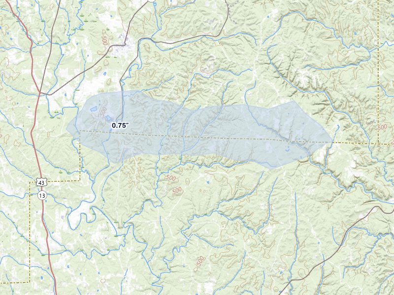 NEXRAD radar-signature map of the hail storm over Berry, AL on Aug 1, 2026