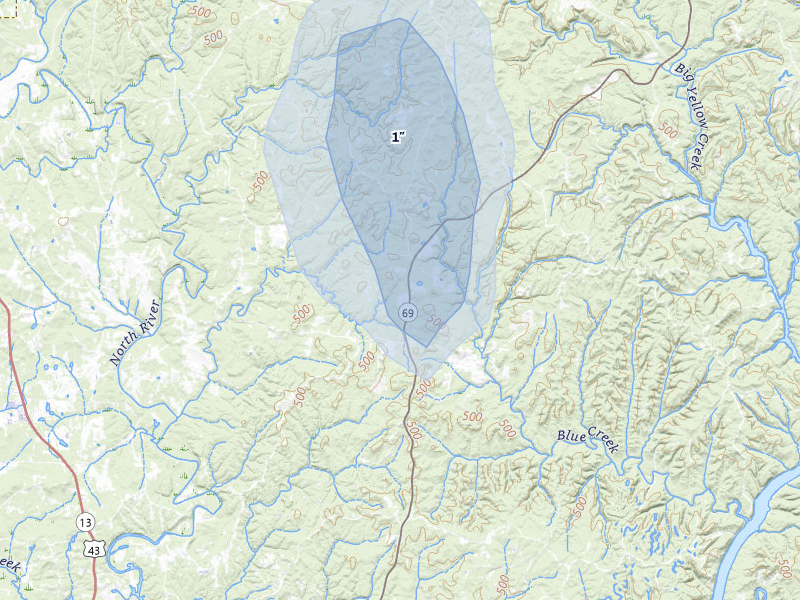 NEXRAD radar-signature map of the hail storm over Berry, AL on Aug 8, 2026