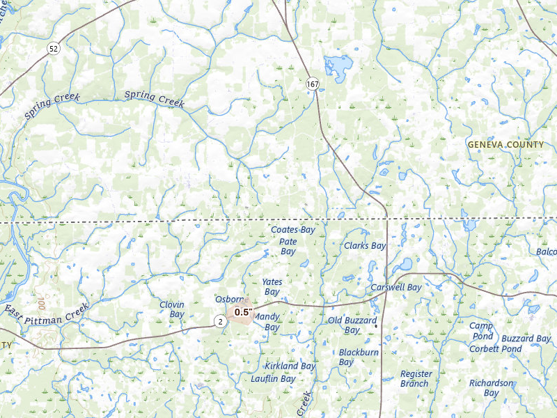 Radar-estimated hail-size map of the storm over Black, AL