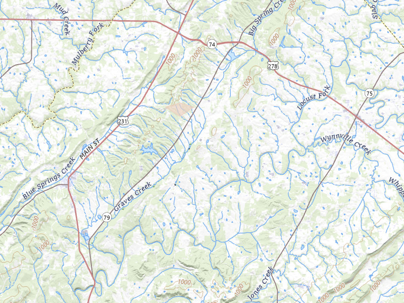 Radar-estimated hail-size map of the storm over Blountsville, AL on Jul 1, 2026
