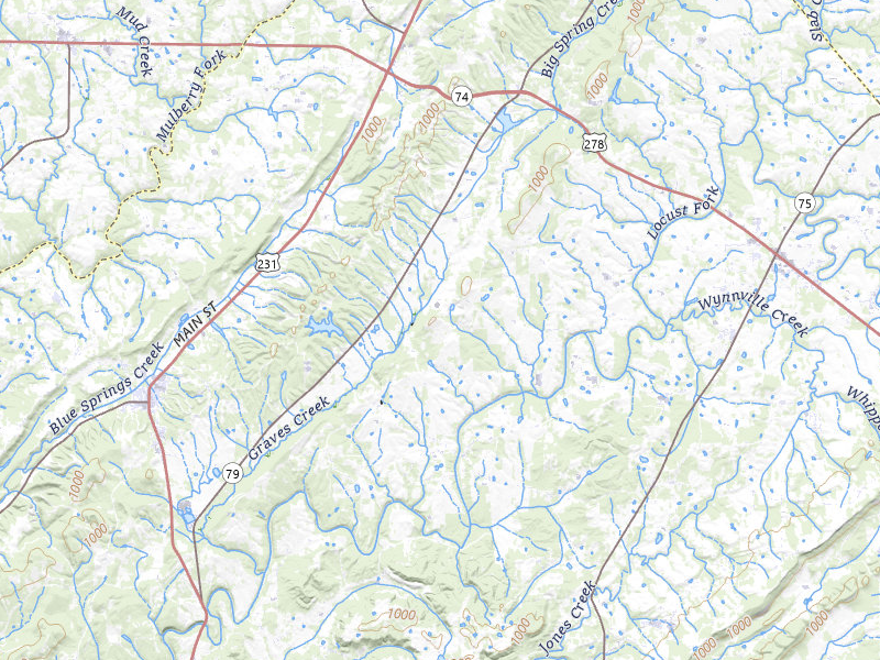 Radar-estimated hail-size map of the storm over Blountsville, AL on Jul 7, 2026