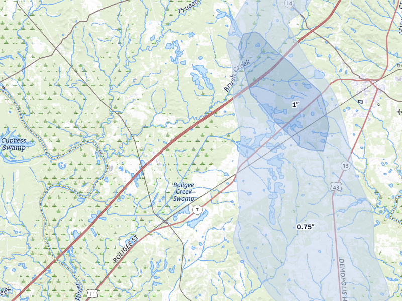 NEXRAD radar-signature map of the hail storm over Boligee, AL on Aug 26, 2026
