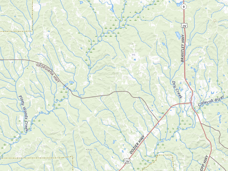 Radar-estimated hail-size map of the storm over Brantley, AL on Jul 27, 2026