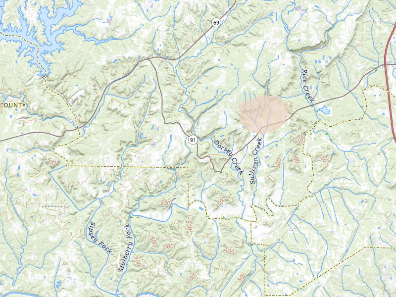 Radar-estimated hail-size map of the storm over Bremen, AL on Jun 1, 2026