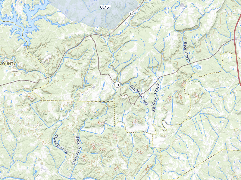 NEXRAD radar-signature map of the hail storm over Bremen, AL on Jul 3, 2026
