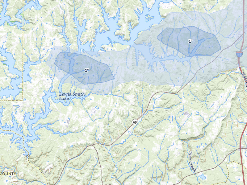 NEXRAD radar-signature map of the hail storm over Bremen, AL on Aug 20, 2026