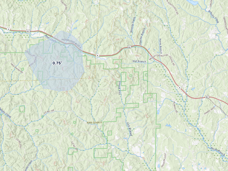 NEXRAD radar-signature map of the hail storm over Brent, AL on Sep 3, 2026