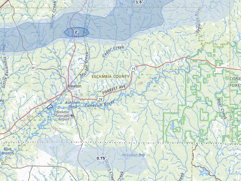 NEXRAD radar-signature map of the hail storm over Brewton, AL on May 6, 2026