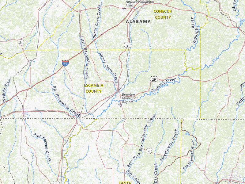 Radar-estimated hail-size map of the storm over Brewton, AL on Jul 5, 2026
