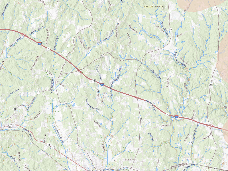 Radar-estimated hail-size map of the storm over Brilliant, AL on Aug 22, 2026