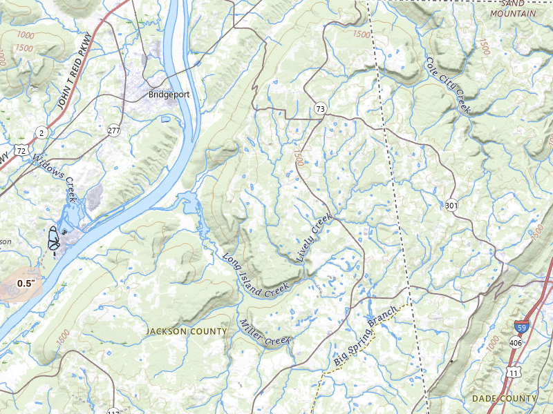 Radar-estimated hail-size map of the storm over Bryant, AL on Jul 11, 2026