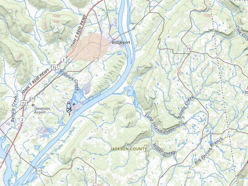 Radar-estimated hail-size map of the storm over Bryant, AL on Aug 1, 2026