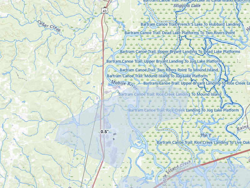 NEXRAD radar-signature map of the hail storm over Bucks, AL on Mar 15, 2026