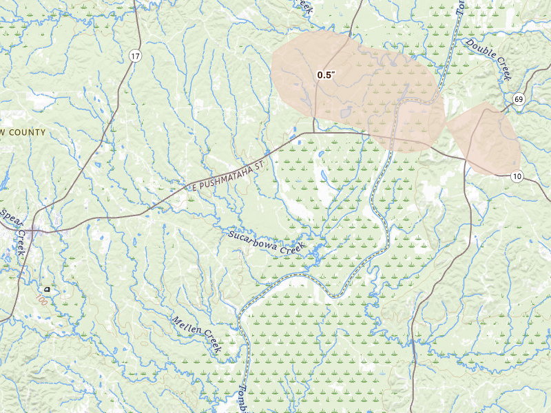 Radar-estimated hail-size map of the storm over Butler, AL