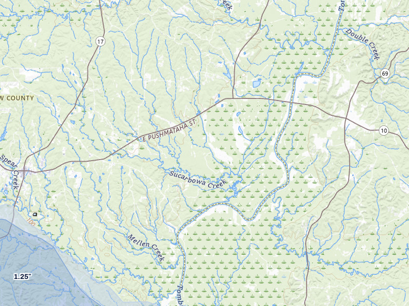 NEXRAD radar-signature map of the hail over Butler, AL