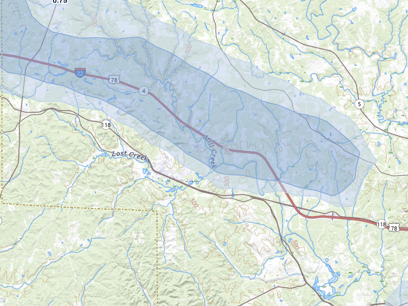 NEXRAD radar-signature map of the hail over Carbon Hill, AL