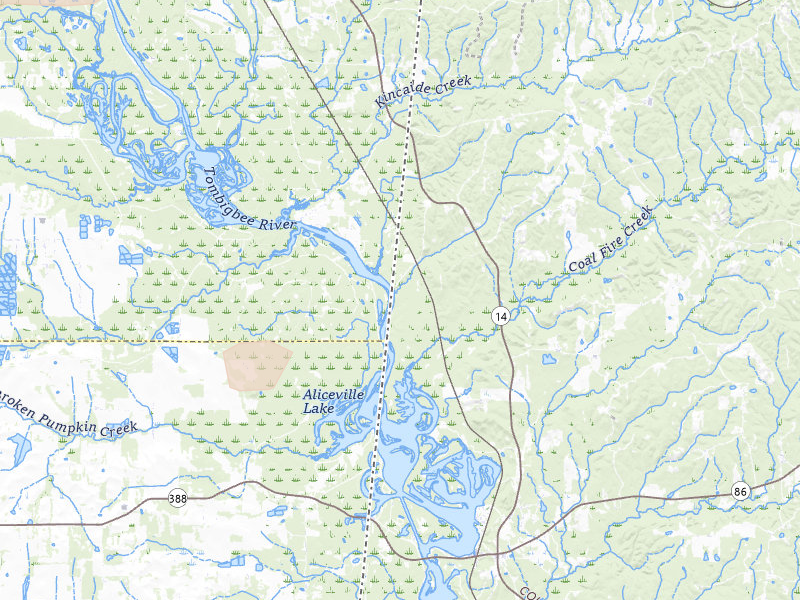 Radar-estimated hail-size map of the storm over Carrollton, AL on Jul 1, 2026