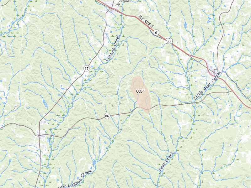 Radar-estimated hail-size map of the storm over Carrollton, AL