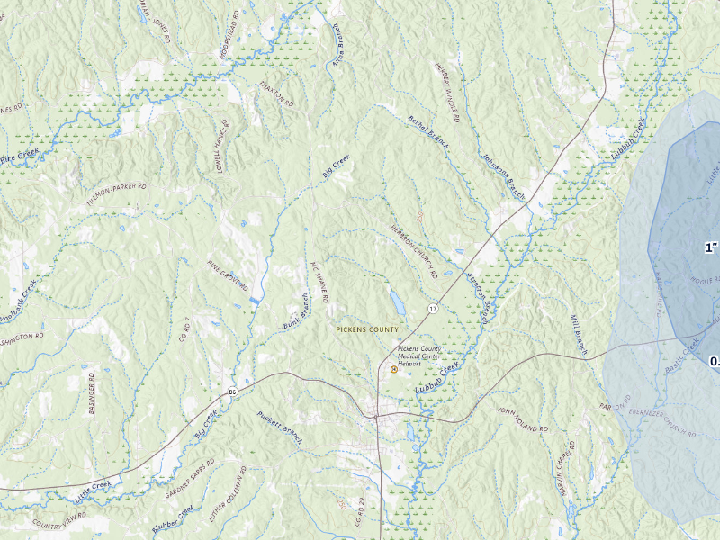 NEXRAD radar-signature map of the hail storm over Carrollton, AL on Sep 6, 2026