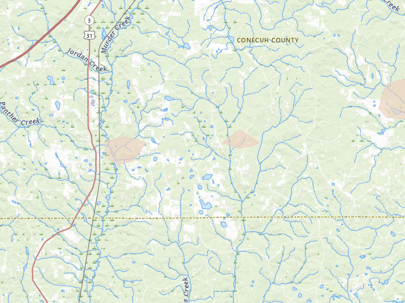 Radar-estimated hail-size map of the storm over Castleberry, AL on Jan 3, 2026