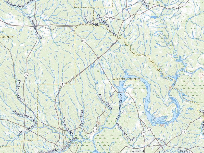 Radar-estimated hail-size map of the storm over Catherine, AL on Jul 10, 2026