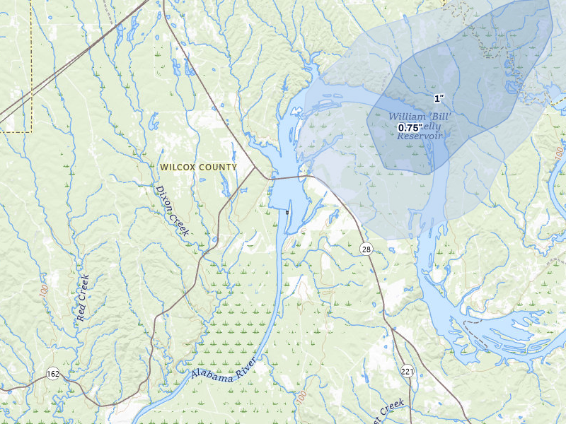 NEXRAD radar-signature map of the hail storm over Catherine, AL on Jul 29, 2026