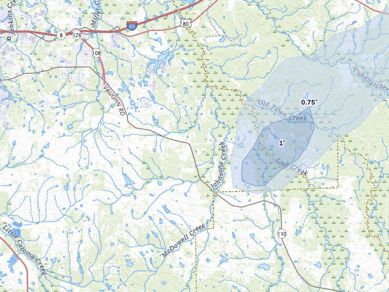 NEXRAD radar-signature map of the hail storm over Cecil, AL on Mar 31, 2026