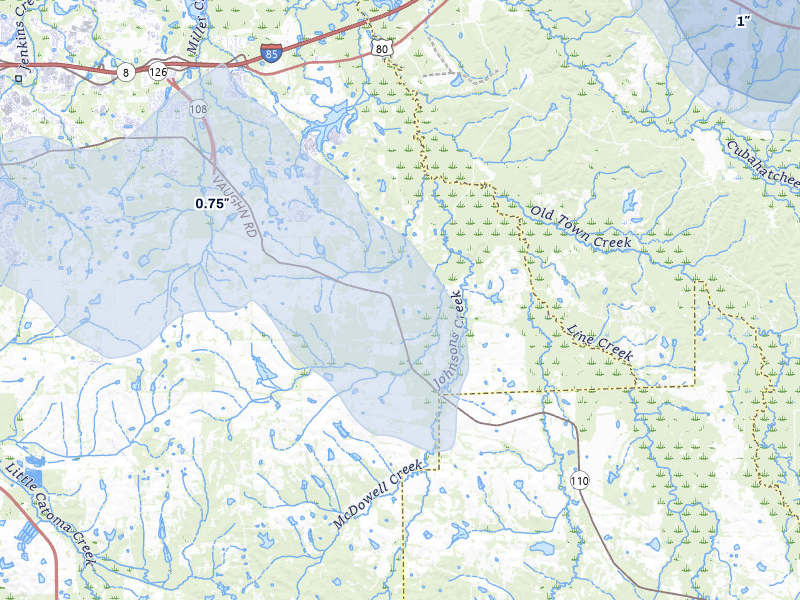 NEXRAD radar-signature map of the hail storm over Cecil, AL on Jun 1, 2026
