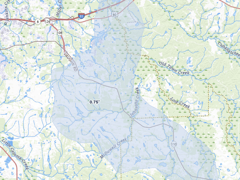 NEXRAD radar-signature map of the hail storm over Cecil, AL on Jul 29, 2026