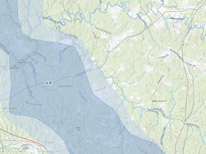 NEXRAD radar-signature map of the hail storm over Centreville, AL on Sep 21, 2026