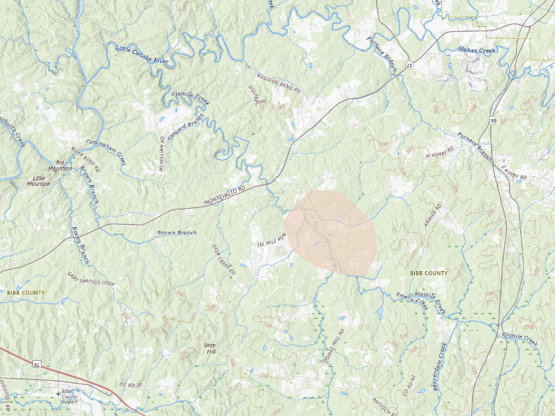 Radar-estimated hail-size map of the storm over Centreville, AL