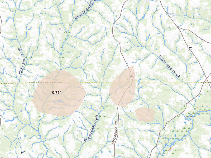Radar-estimated hail-size map of the storm over Chancellor, AL on Mar 31, 2026