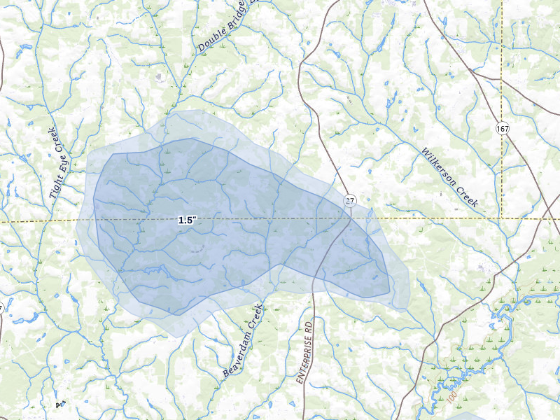 NEXRAD radar-signature map of the hail over Chancellor, AL