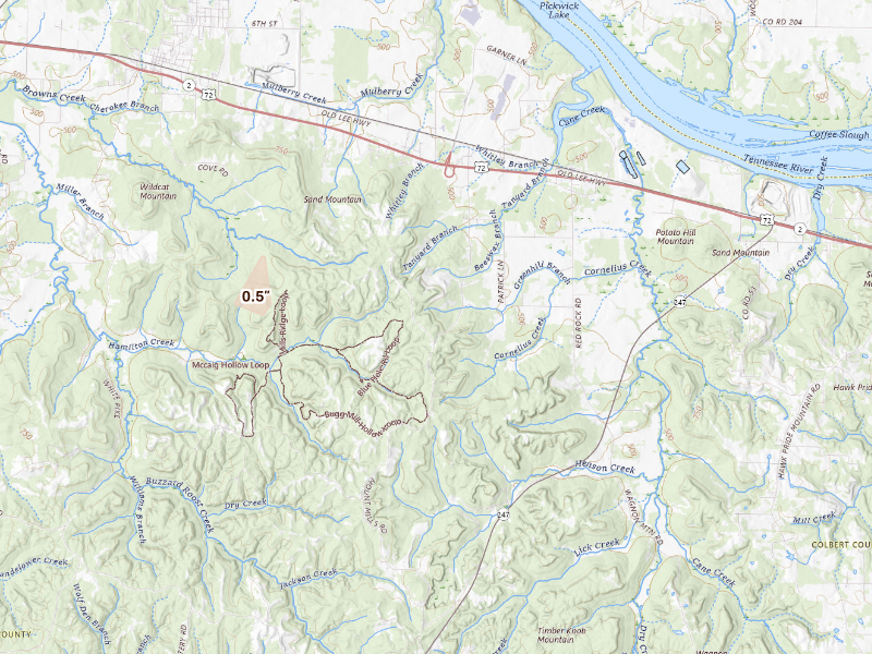 Radar-estimated hail-size map of the storm over Cherokee, AL