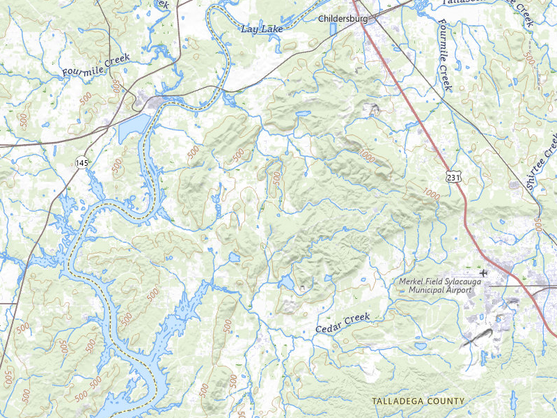 Radar-estimated hail-size map of the storm over Childersburg, AL on Jul 1, 2026