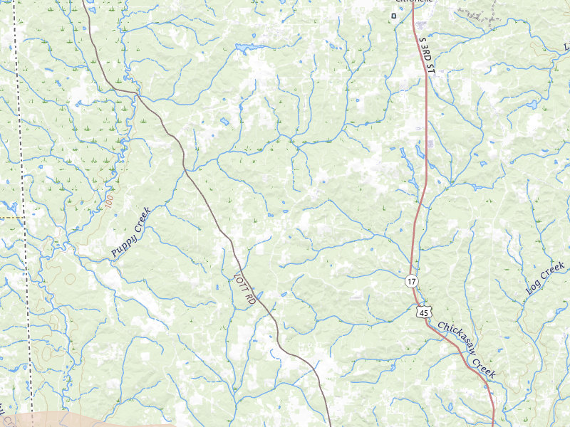 Radar-estimated hail-size map of the storm over Chunchula, AL on May 8, 2026