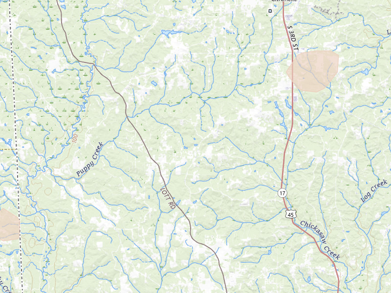 Radar-estimated hail-size map of the storm over Chunchula, AL on Jun 19, 2026